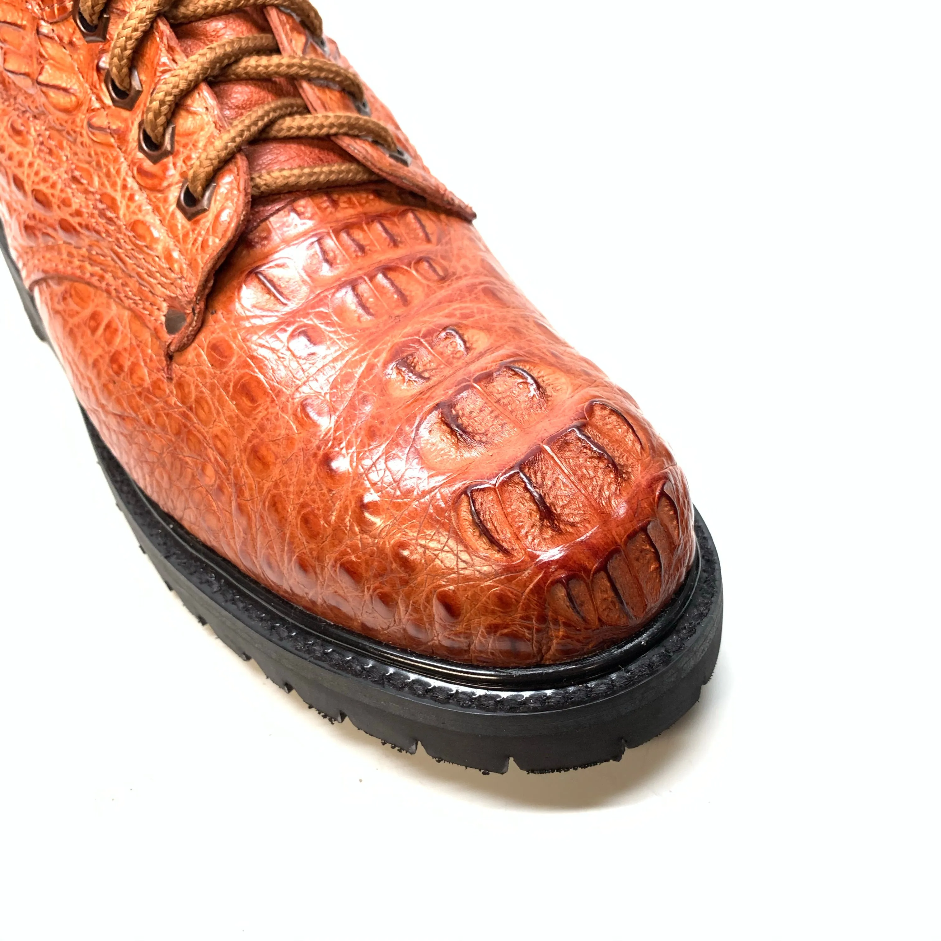 Vestigium Cognac Hornback Crocodile Combat Boots