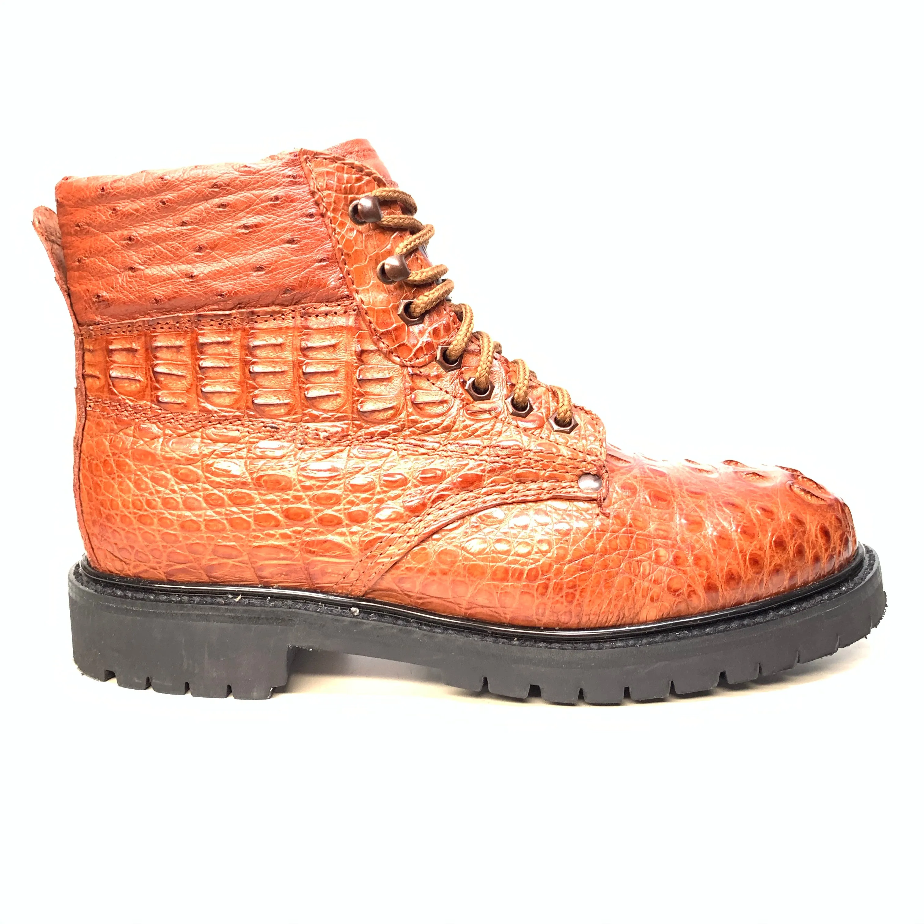 Vestigium Cognac Hornback Crocodile Combat Boots