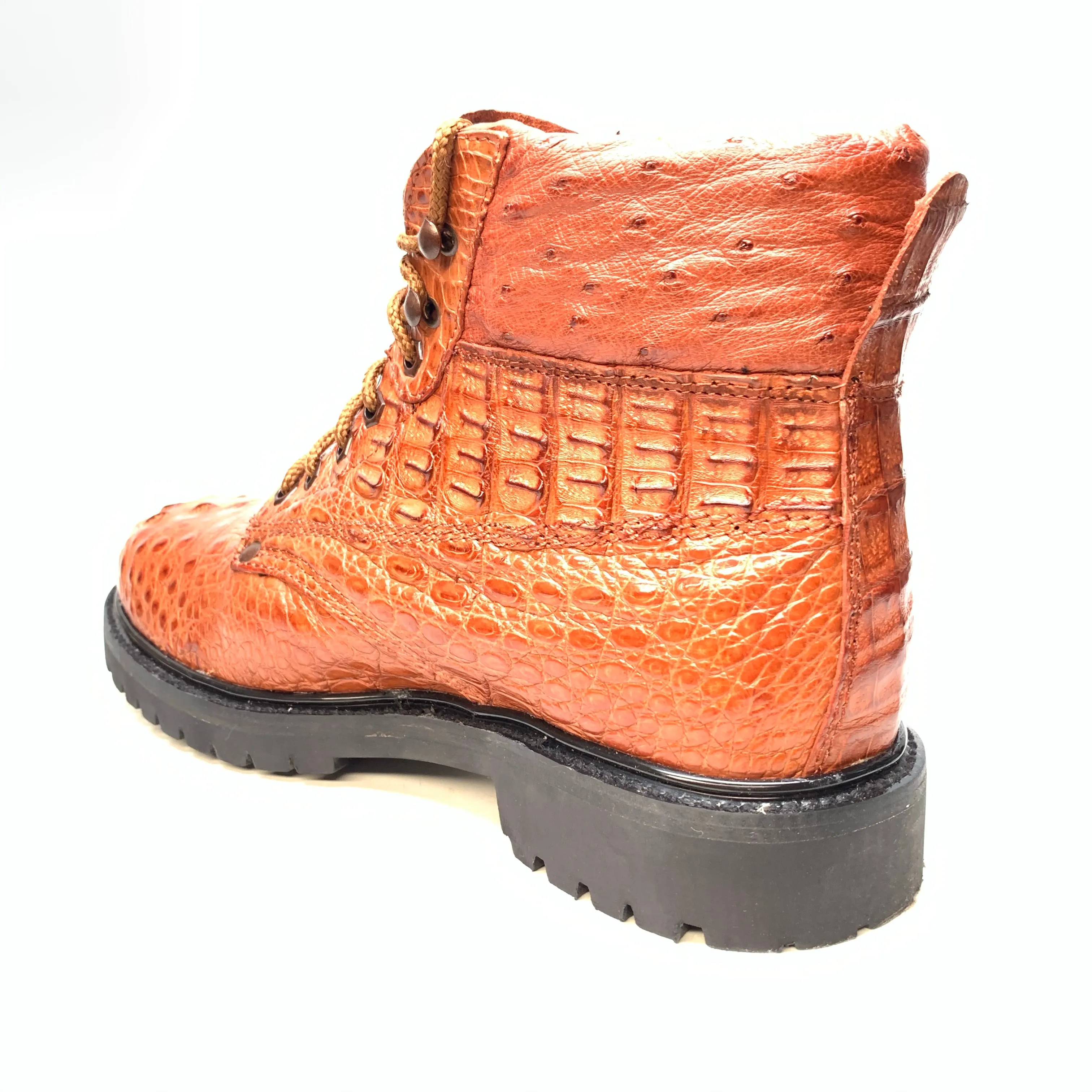 Vestigium Cognac Hornback Crocodile Combat Boots