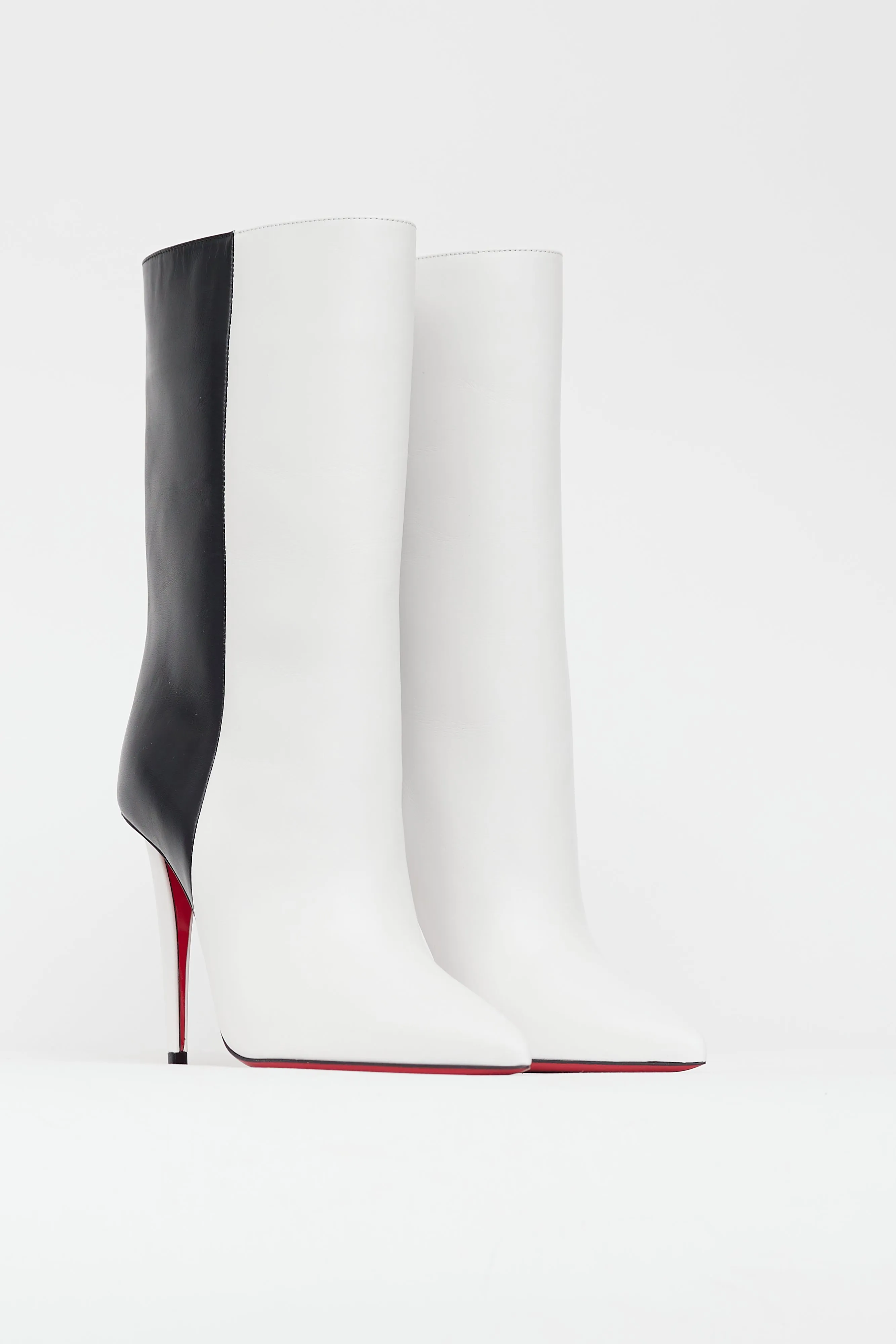 White & Black Astrilarge Booty Heeled Boot