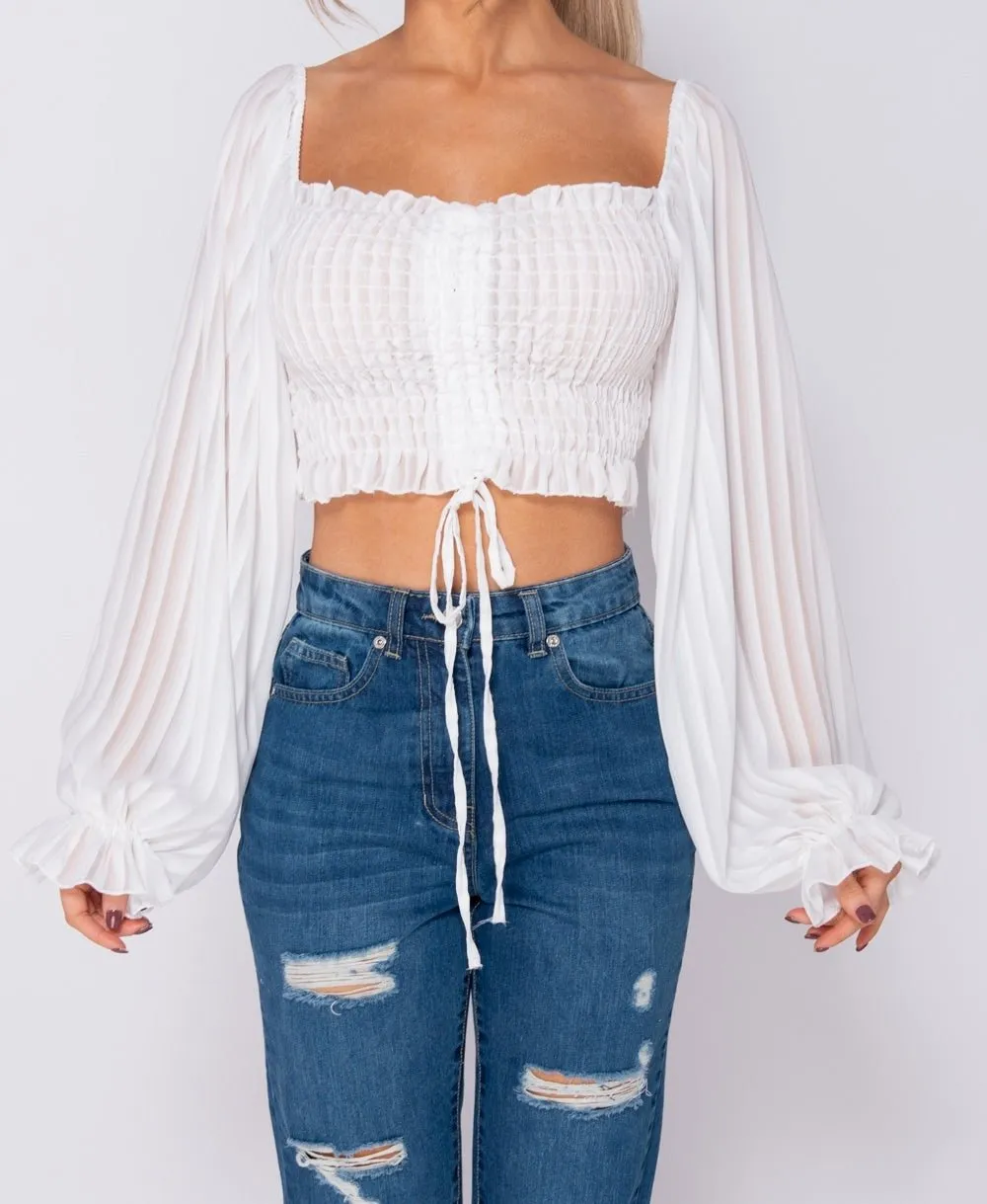 White tie Front Crop Top