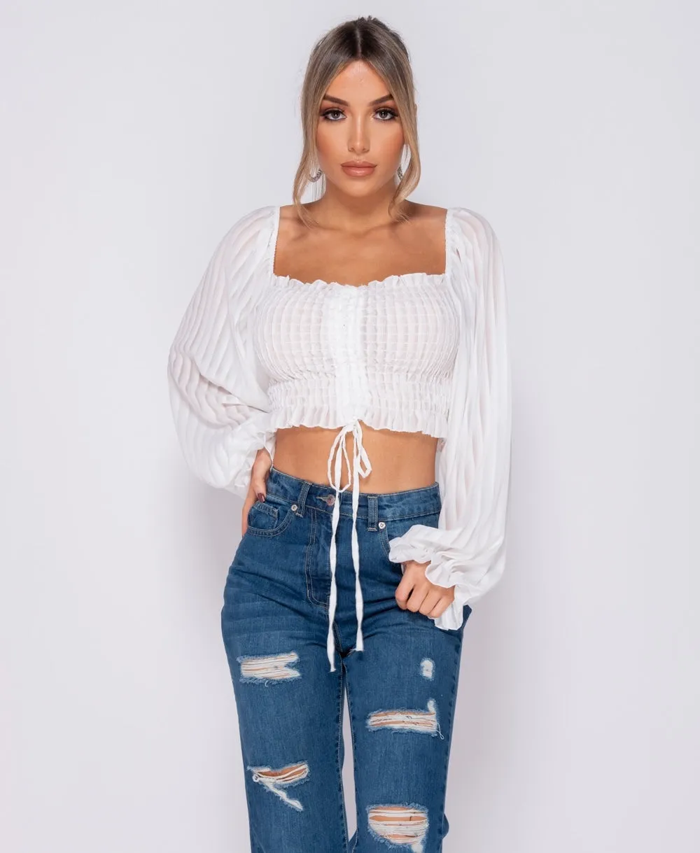 White tie Front Crop Top