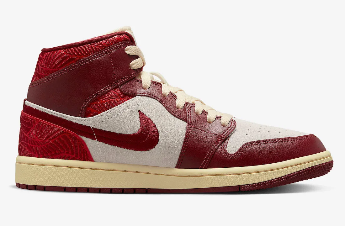 Women's AIR JORDAN 1 MID SE TEAM RED/UNIVERSITY RED-SAIL-MUSLIN DZ2820-601