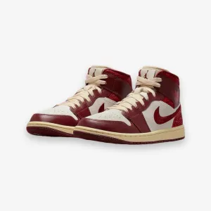 Women's AIR JORDAN 1 MID SE TEAM RED/UNIVERSITY RED-SAIL-MUSLIN DZ2820-601