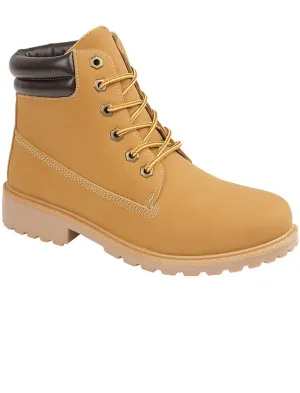 Womens Peak Lace Up Worker Boots In Sand