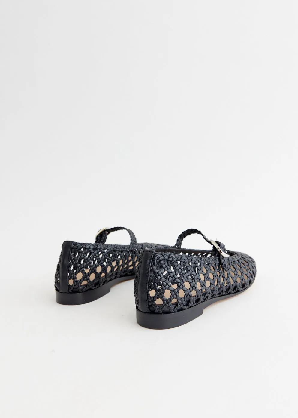 Woven Leather Mary Jane Flats