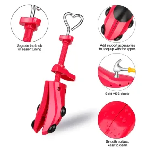 XYH Shoe Stretcher with Dust-Proof Bag, Pair of Tough Plastic Premium Shoe Stretchers, Adjustable Width and Length. Color Rose Red