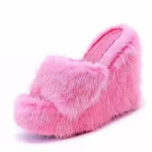 Y2K Aesthetic Fur Sandals