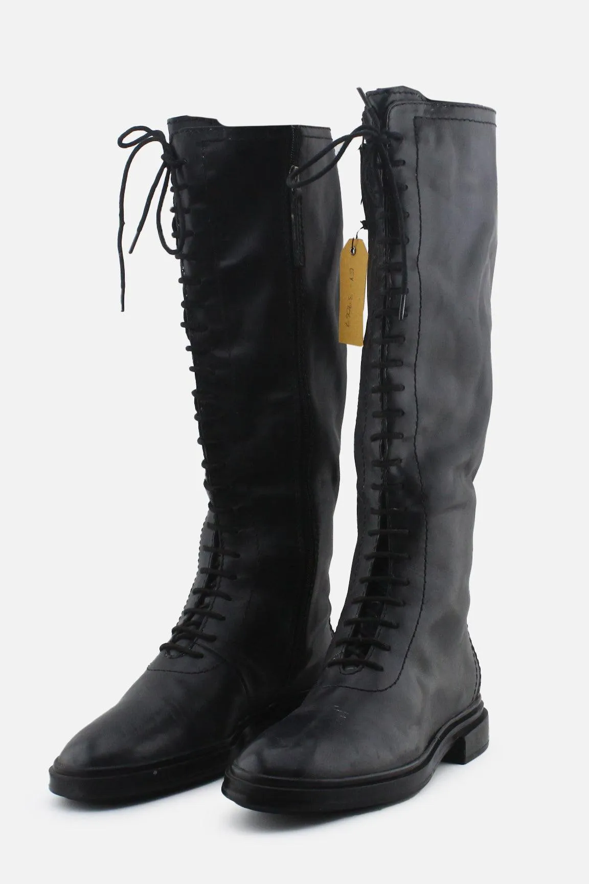 Zara Zipper Laces Combat Long Boots | 100% Authentic Leather